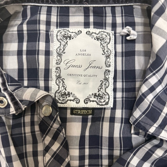 Vintage Guess Los Angeles Women’s Plaid Western Pearl Snap Button Down Shirt M - Picture 2 of 6